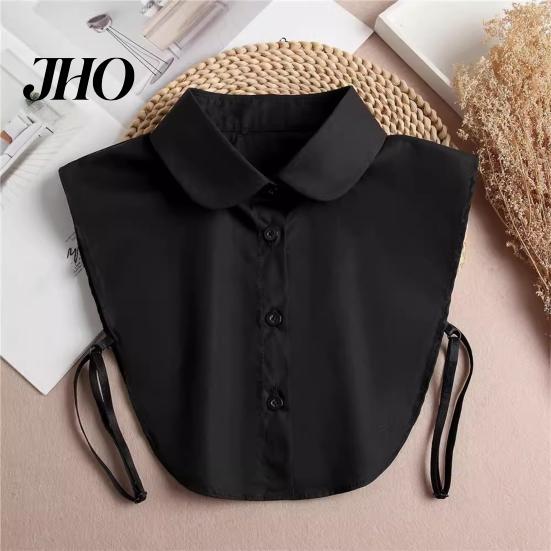 Layering Collar Women Fake Lapel Side Strap Single Breasted Solid Color Detachable Casual Style False Accessory
