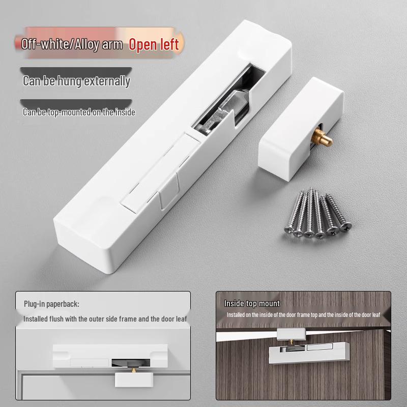 Invisible Wooden Door Closer with Rebound Damping for Outward Swing Doors