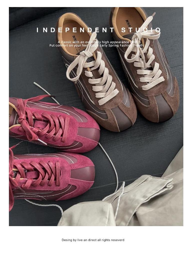 Women's Retro Brown Soft Sole Shoes - Lightweight German-Style Sneakers with Thin Sole