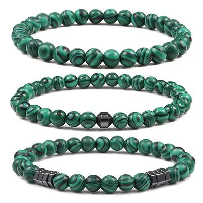 Bracelet en pierre de Malachite de 6mm, perle naturelle classique pour hommes, équilibre de guérison, bijoux de charme élastiques faits à la main pour femmes