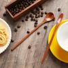 4 Pcs Small Wooden Spoon, Wooden Coffee Spoon, Long Handle Wooden Ice Tea Spoon, Handmade Wooden Mixing Honey Spoon for Team Jam Dessert Honey