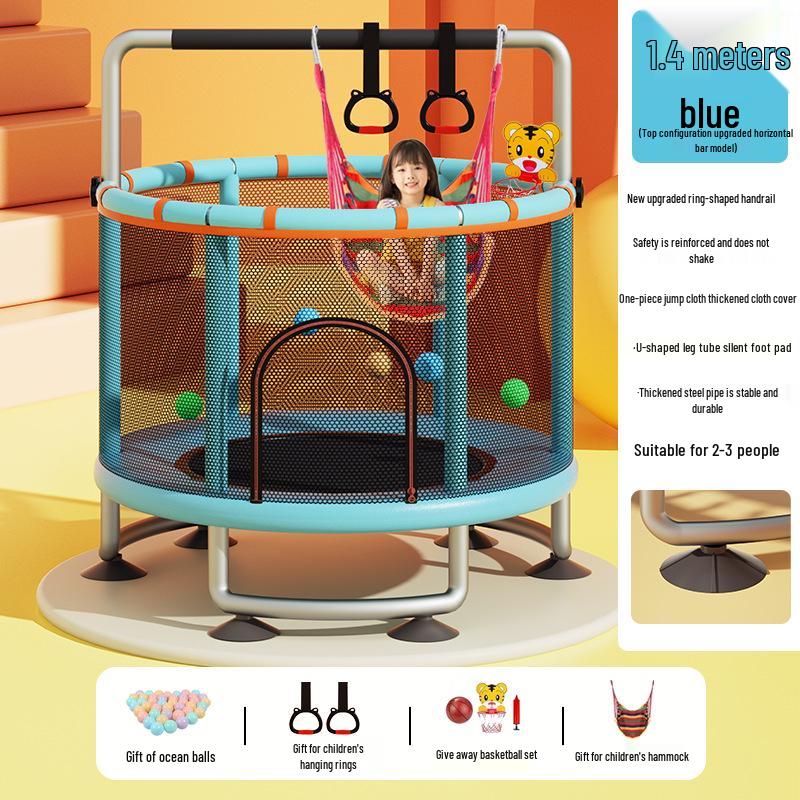Children's Indoor Trampoline & Swing Set with Anti-Tip Safety Bar