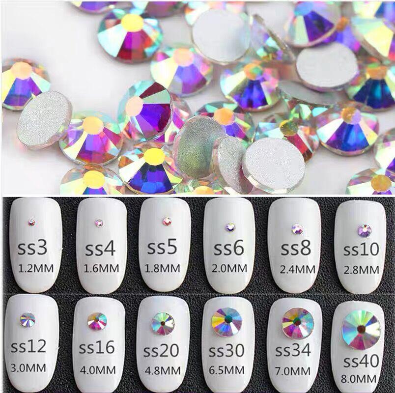 Rhinestone Hot Sale Crystal DIY High Grade Glass Stone Non Hotfix Flatback With New Package for Nails Art Formal 1 Bag