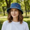 Fashion Watermelon Strawberry Embroidered Denim Bucket Hat Butterfly Pattern Wide Brim Denim Fisherman Hat Beach Hat Travel
