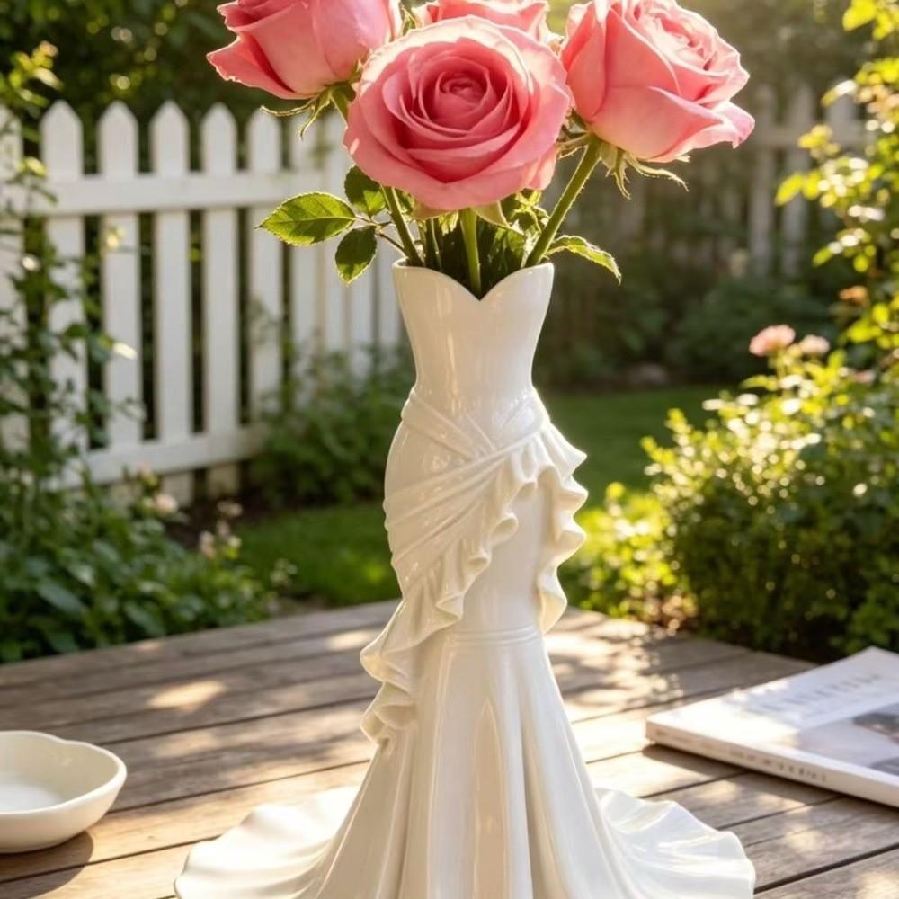 Dress Shape Flower Vase 3D Printed Pencil Holder Creative Desktop Ornaments Office