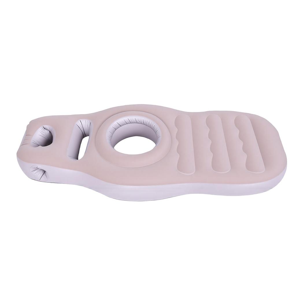 Oreiller gonflable avec trou pour la tête et le ventre en PVC floqué Matelas gonflable pour le ventre pour dormir sur le ventre