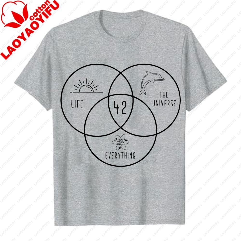 Life Universe Everything 42 Answer To Life TShirt Hitchhikers Guide To The Galaxy Venn Diagram Graphic Tee Sci Fi Casual Top