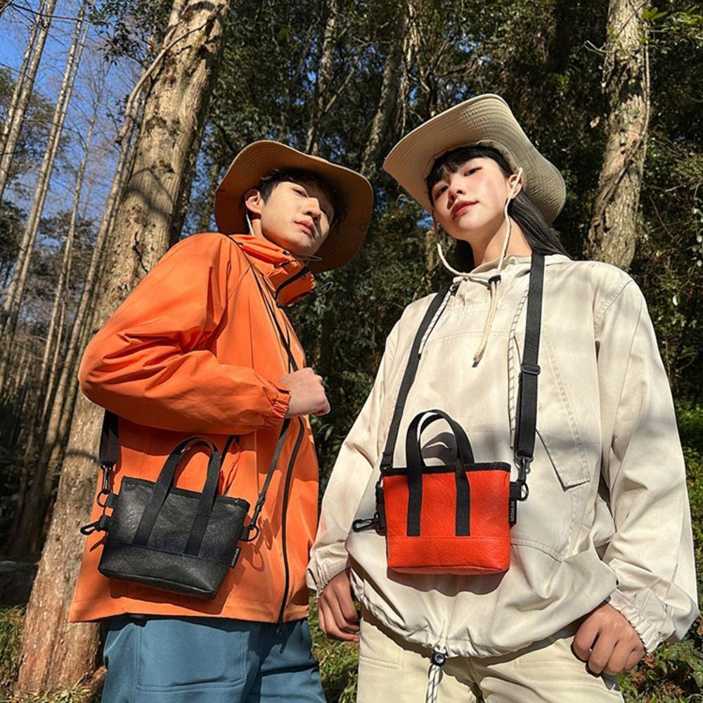 

PU Dupont Paper Shoulder Bag Portable Mobile Phone Pack Zipper Men Crossbody Bag Travel помаранчевий