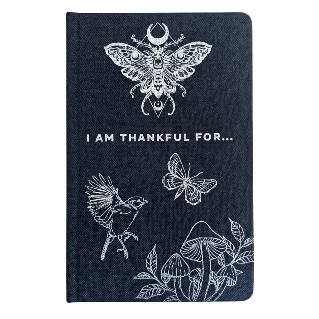 Black Gratitude Journal with Silver Lining – 120 pages – I am Thankful For