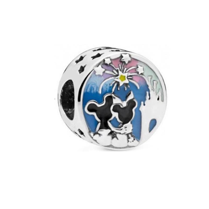 Disney Mickey Minnie Friends Dangle Charm Beads European Silver Bracelet Necklace DIY Jewelry Gift for Kids