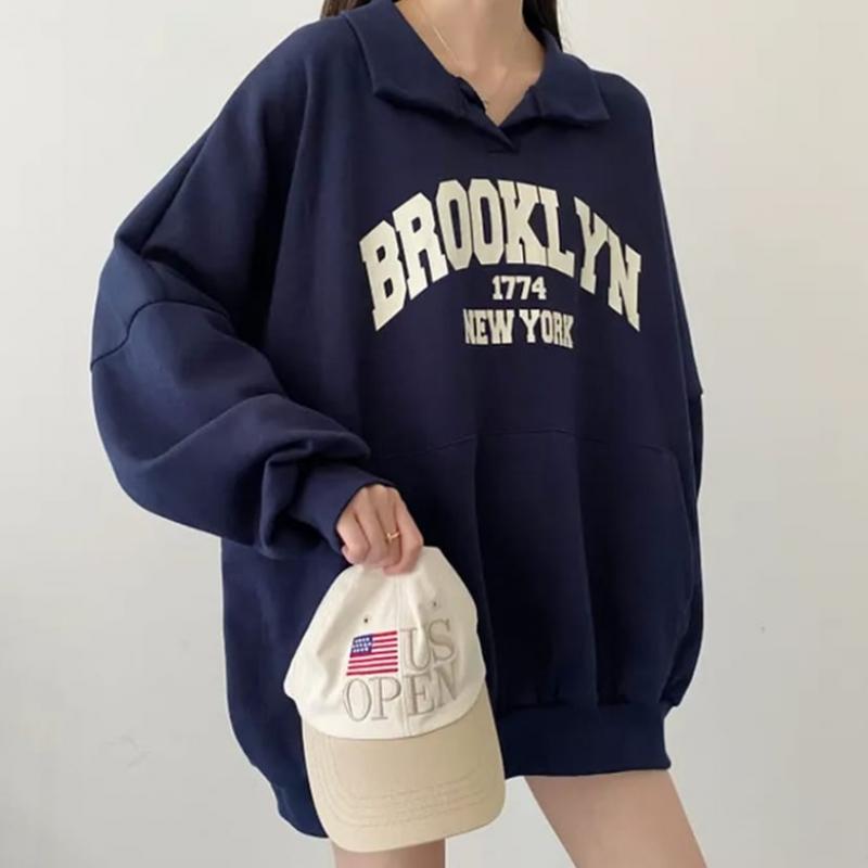 Navava Women Loose FiT LeTTering Long Sleeve T shirT nT2172