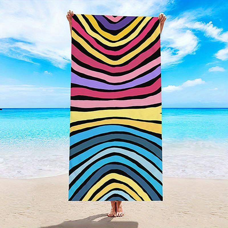 

Beach Towel Bright Zigzag Pattern Sun Protection Windproof Suitable for Swimming Pool Camping Travel Blanket W30*H60(CM)