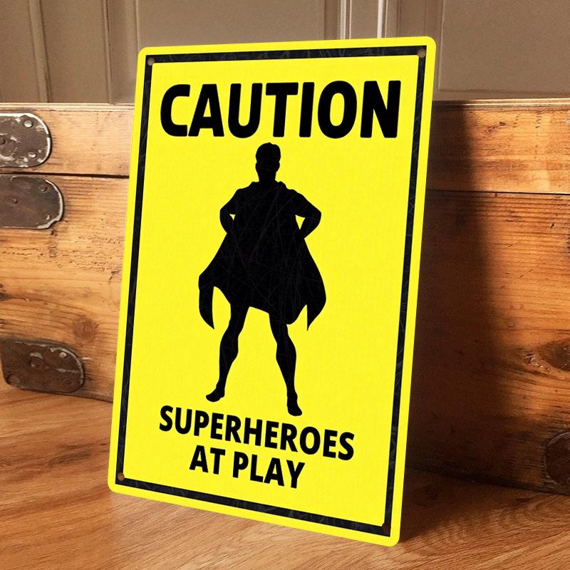 

1 Creative Warning Sign Tinplate Painting, Children s Bedroom Wall Decoration, American Retro Style Home Decor, 2D Flat (as the picture,20x30cm)