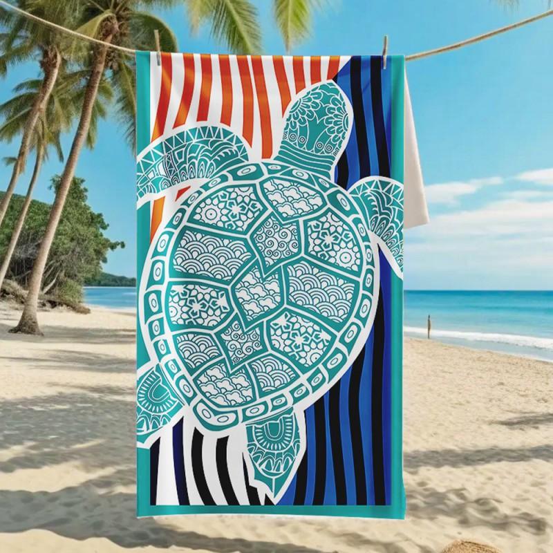 Ultra Absorbent Microfiber Beach Towel With Sea Turtle Print Quick Dry Large Size 70x140cm Pool Vacation Travel