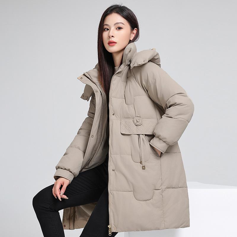 Jachetă Slim-fit Slim Down Căptușită cu Bumbac pentru Femei, Lungă de Iarnă, Versiune Coreeană Joker cu Glugă, Jachetă Căptușită cu Bumbac, Jachetă Căptușită cu Bumbac