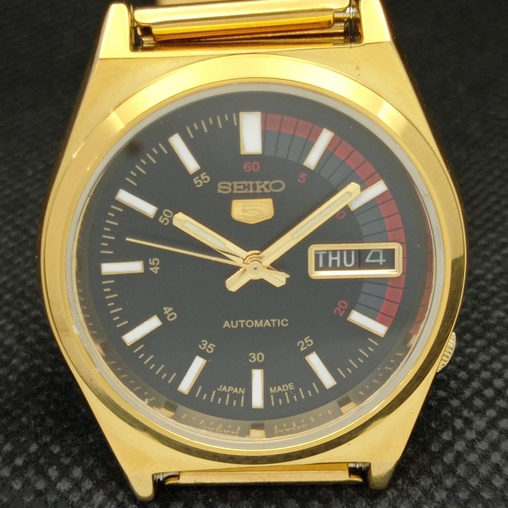 REFURBISHED VINTAGE SEIKO 5 AUTO 6309A JAPAN MENS DAY/DATE BLACK WATCH A309510-2 Seiko-a309510