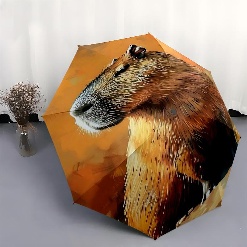 Capybara Themed Travel Umbrella 8 Ribs Automatic Opening and Closing,Portable Folding Design,Compact and Stylish Umbrella Suitable for Out