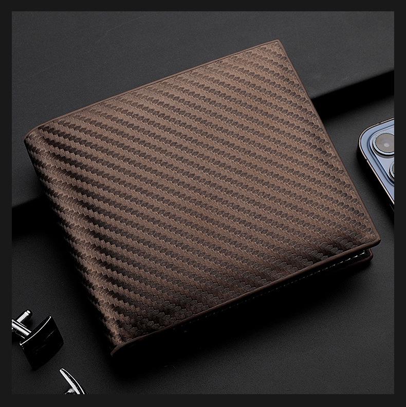 Men's Carbon Fiber Zipper Card Holder - European & American Style Horizontal Wallet
