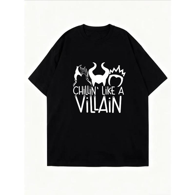 White T Shirt With Villain Graphic And Text For Casual Wear