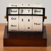 Rotary Calendar Desk Calendar Wood Wheeling Calendar Month Week Day Date Display for Home and Office