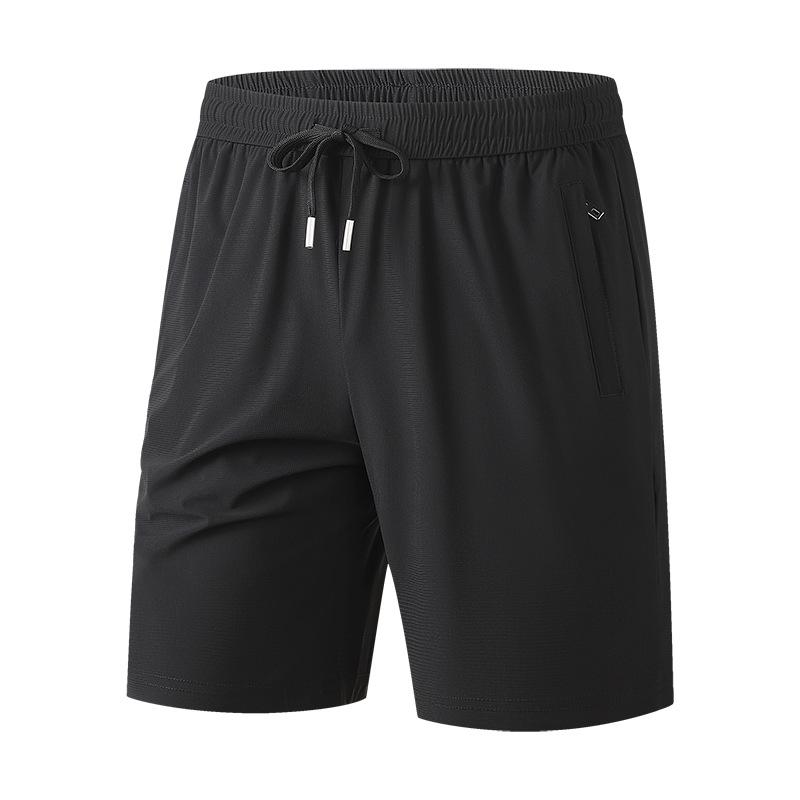Sports Ice Silk Fitness Zipper Quick Drying Stretch Shorts For Men