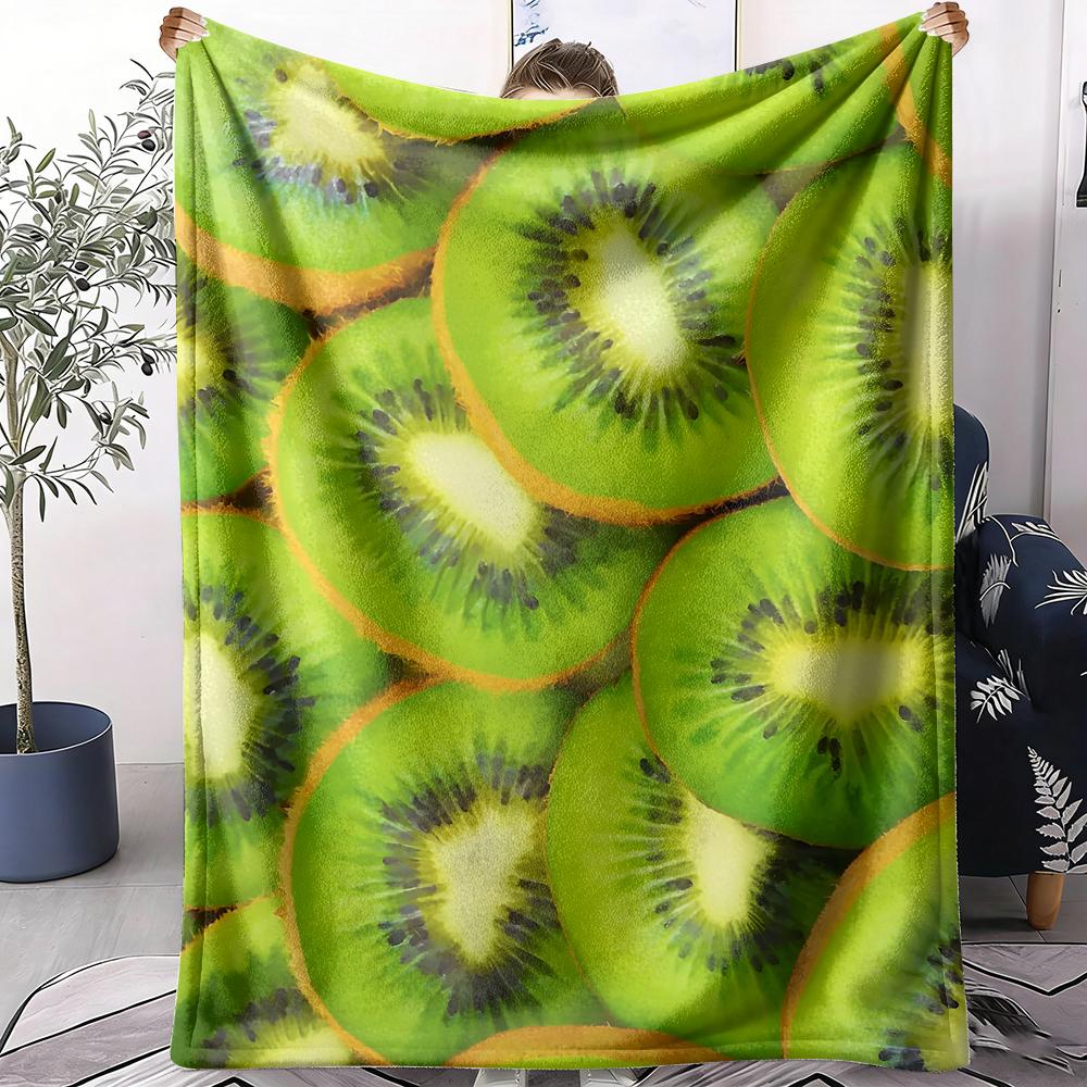 Kiwi Fruit Pattern Throw Soft Flannel AC Blanket Lightweight Summer Nap Throw Cozy  Blanket for Sofa Bed Travel Home