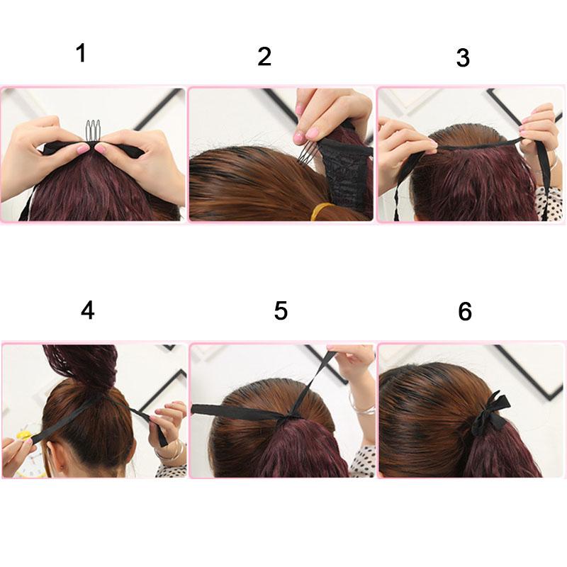 Hort Wellige Pferdeschwänze Kordelzug Pferdeschwanzverlängerung Schwarz Braun Farbe Schneller Stil Synthetisches Haarteil für Frauen Täglicher & Partygebrauch