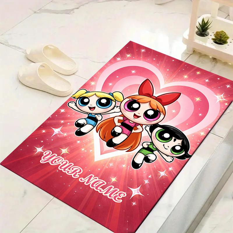 Custom 1Pc Powerpuff Girls Rainbow Rug Office Carpet Indoor Outdoor Entrance Doormat Nonslip Soft And Comfortable Living Room D491514