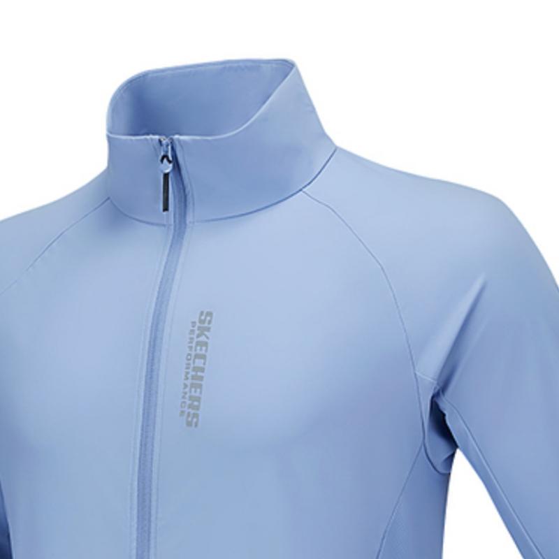 Skechers Godri Casual Sports Moisture-Wicking Quick-Dry Stand Collar Jacket Men Jackets Matte-Light-Blue P225M157-05CA