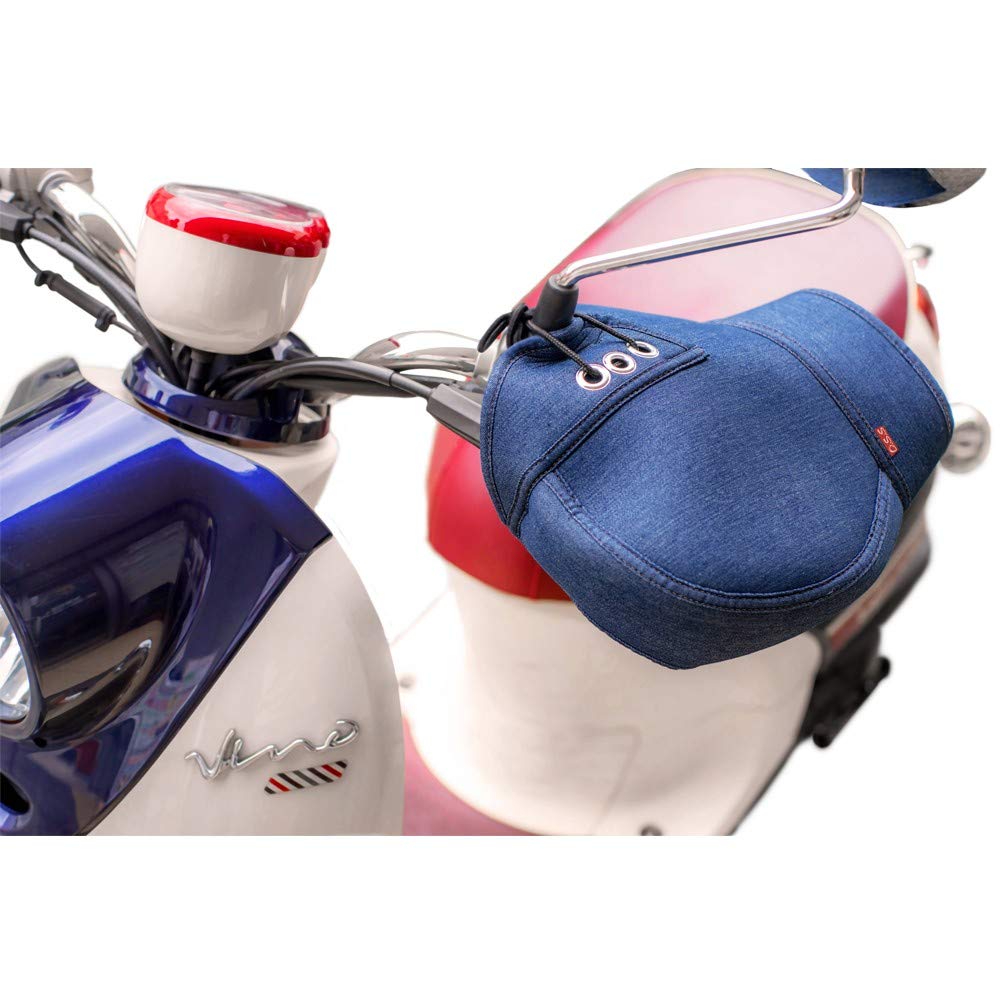 INFIMO Fiber Neoprene Motorcycle Handlebar Waterproof and (Osaka Materials) Denim-Style Cover, Cold-Weather, Navy, DHC-04