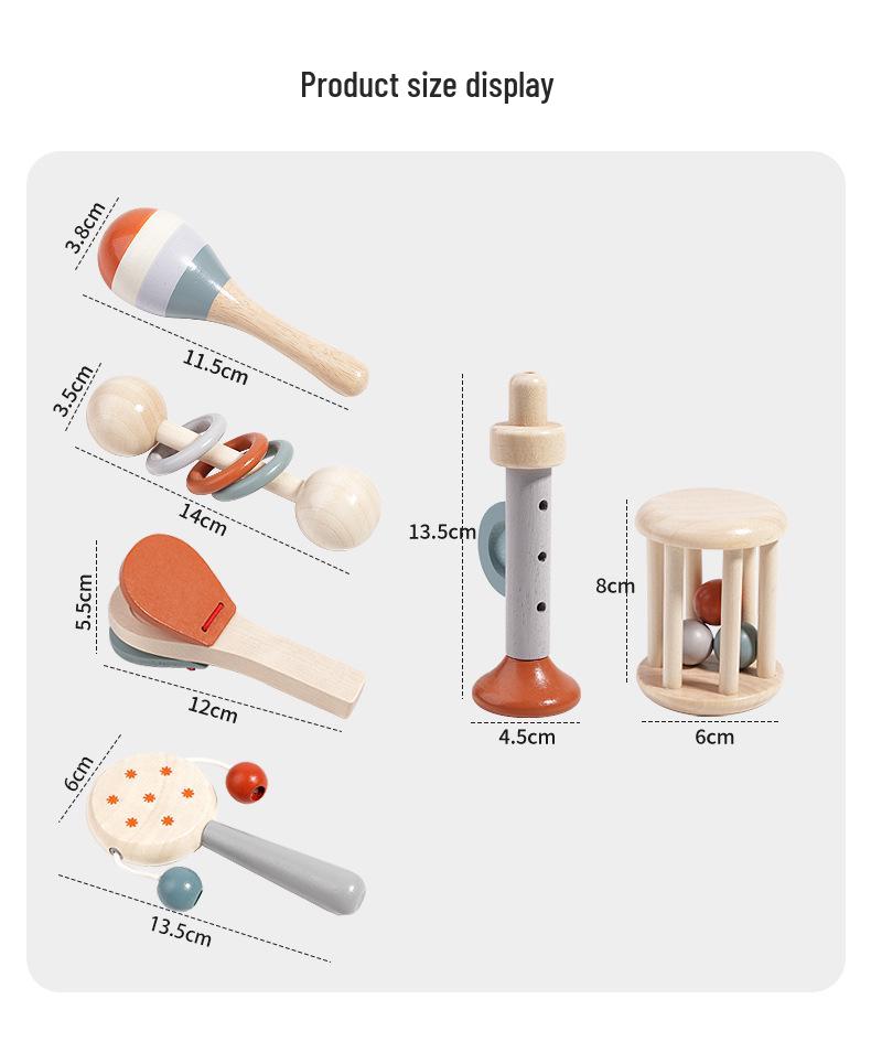 Baby Holz Handrassel & Krippenmobile - Frühpädagogisches Beruhigungsspielzeug