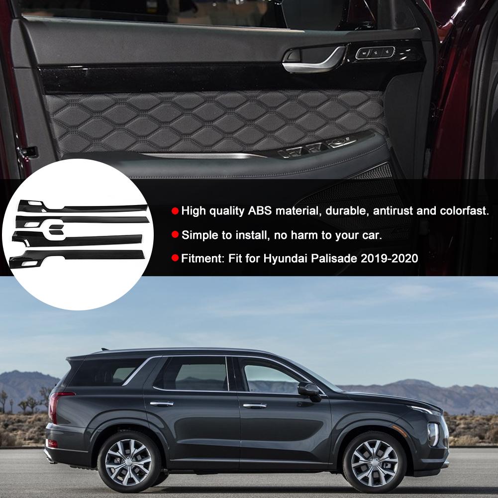 Car Interior Door Armrest Stripe Trim Carbon Fiber Style Fit for Hyundai Palisade 2019 2020