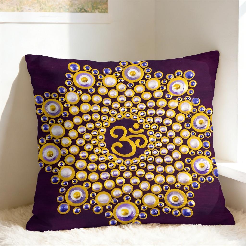 Luxury Golden Mandala Om Pillow Case Square Pillow Cover Morden Cushion Cover For Living Room Bed Chair