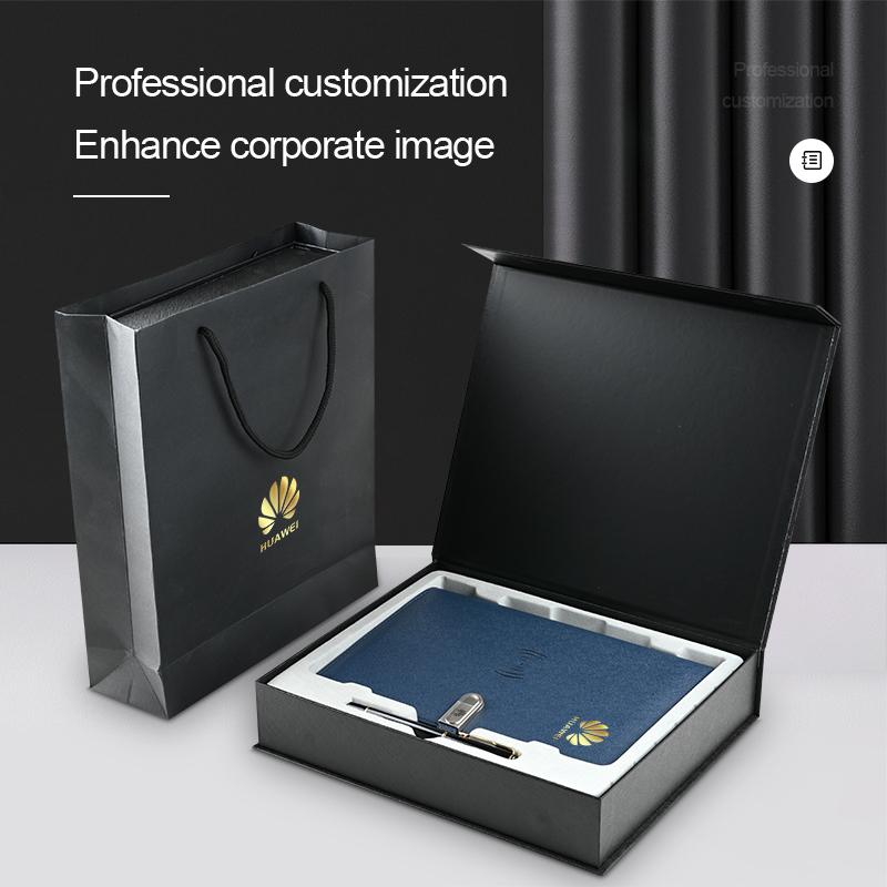 A5 Gift Diary Planners Personal Organizers Custom logo Luxury PU Leather Agenda Notebook Power Bank Wireless Charger
