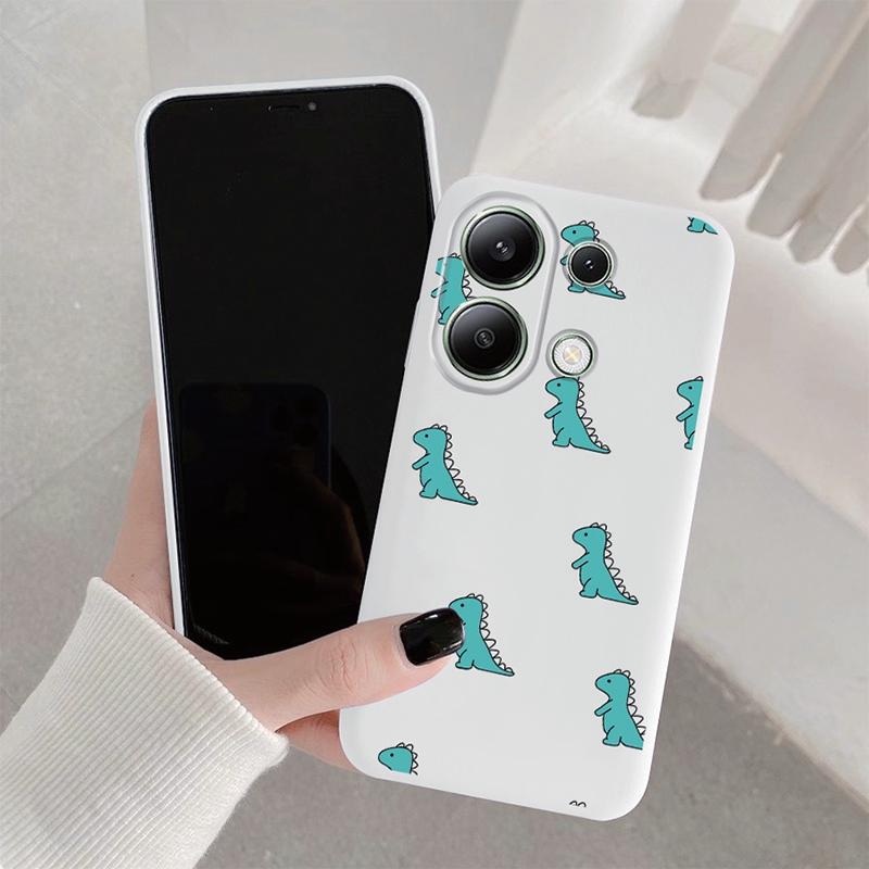 

М який силіконовий чохол з малюнком динозавра для Samsung A55 A35 M35 Xiaomi Redmi Note 13 Pro iPhone Huawei Honor Realme Camera Protective Shockproof Cover Samsung Galaxy A15 5G