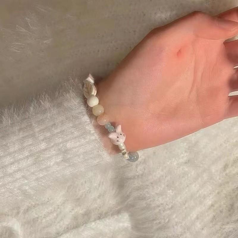Ceramic Macaron Stylish Sea Shell Beaded Bracelet Womens Sweet Fresh Design Summer