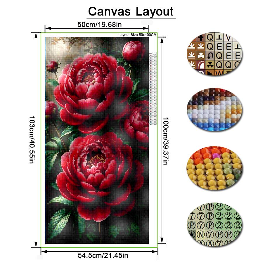 Red Peony Large Size Diamond Painting New Collection Colorful Flowers Diy Full Square Round Drill Rhinestone Embroidery Mosaic Cross Stitch Kits