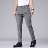Ultra-thin Elastic Men's Casual Trousers Summer Quick-drying Ice Silk Slim Straight Business Solid Color Trousers Black Gray