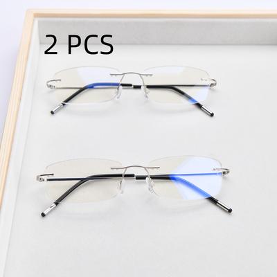 2Pcs Suit Luxury Frameless Cutting Reading Glasses Men Business Rimless Eyeglasses Women Ultra-Light Presbyopia Eyewear