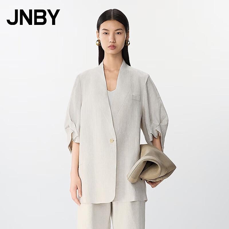 JNBY Women s Relaxed Fit Mid-Sleeve Linen Blazer S