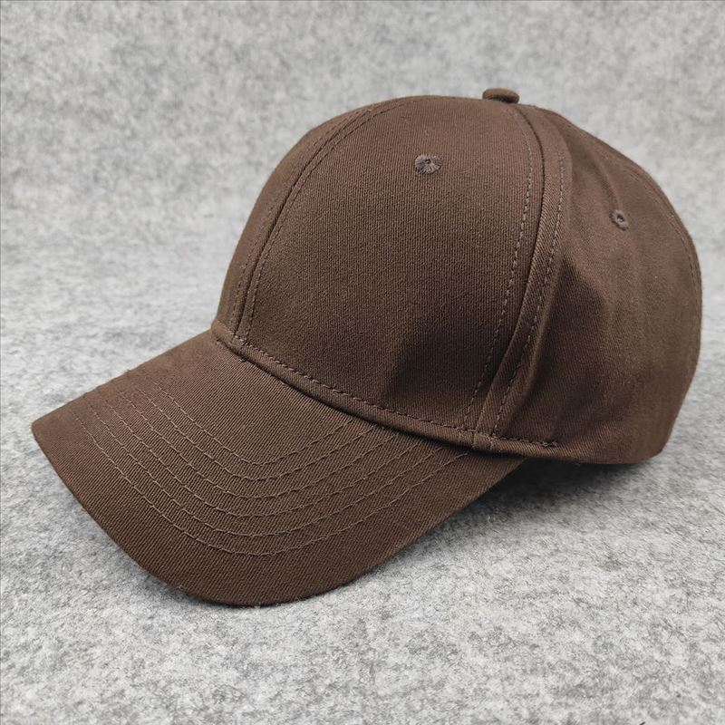 Hard Top Cotton Baseball Cap Big Head Circumference Men's Hat Solid Color Cap Autumn and Winter New Couple Hat