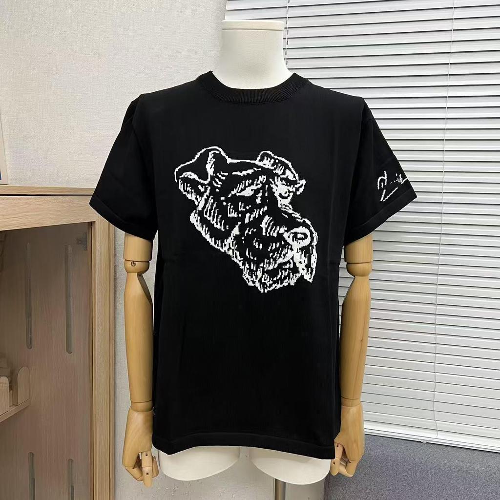 Edition 2025 Spring/Summer Trendy Jacquard Brand Logo Knit Unisex Short Sleeve