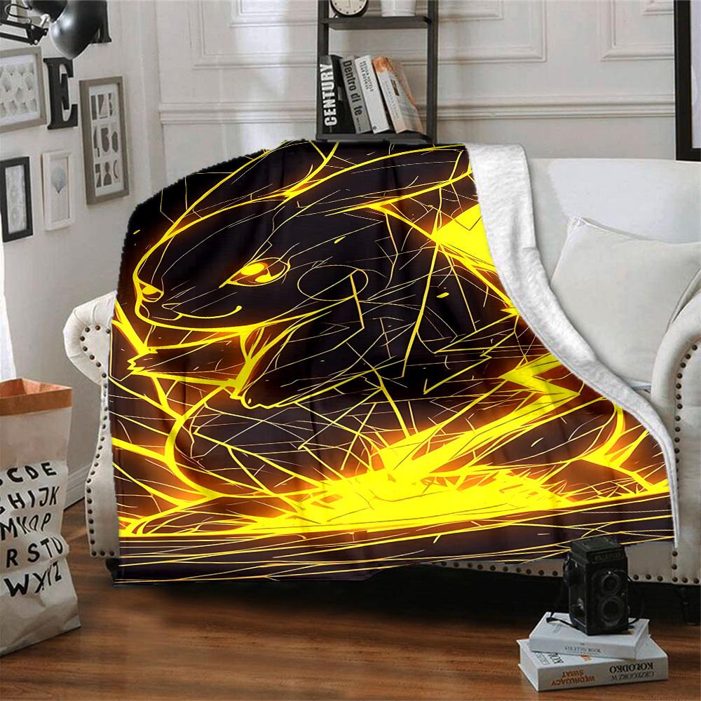 1pc Electric Flannel Throw Blanket HD Printed Lightweight Soft Warm All Season Blanket for Sofa, Bed, Travel, Camping Machine Washable