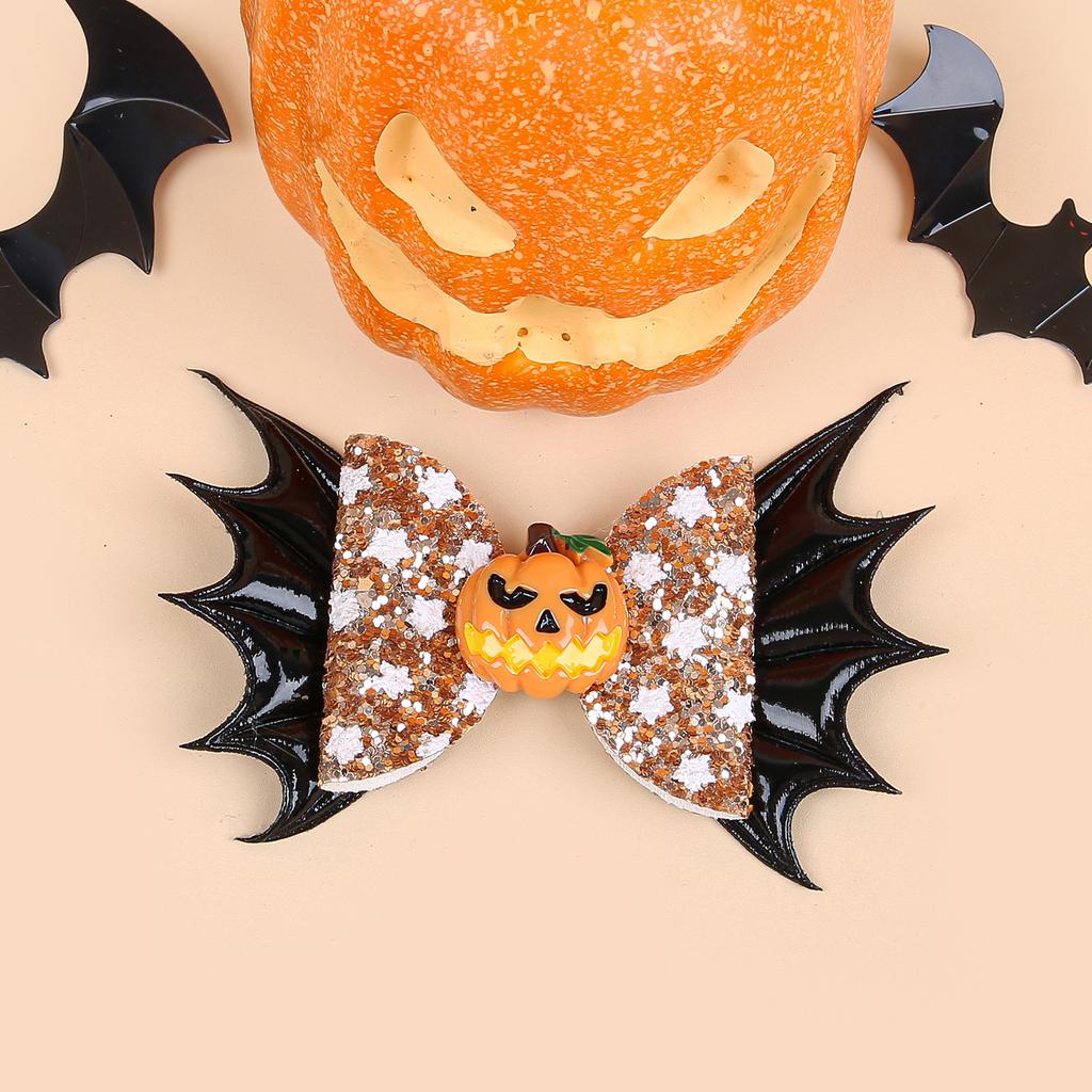 1PC Sparkly Star Hair Bows with Clips Pumpkin Devil Hair Clips Girls Festival Halloween Party Barrettes Clips Kids Headwear