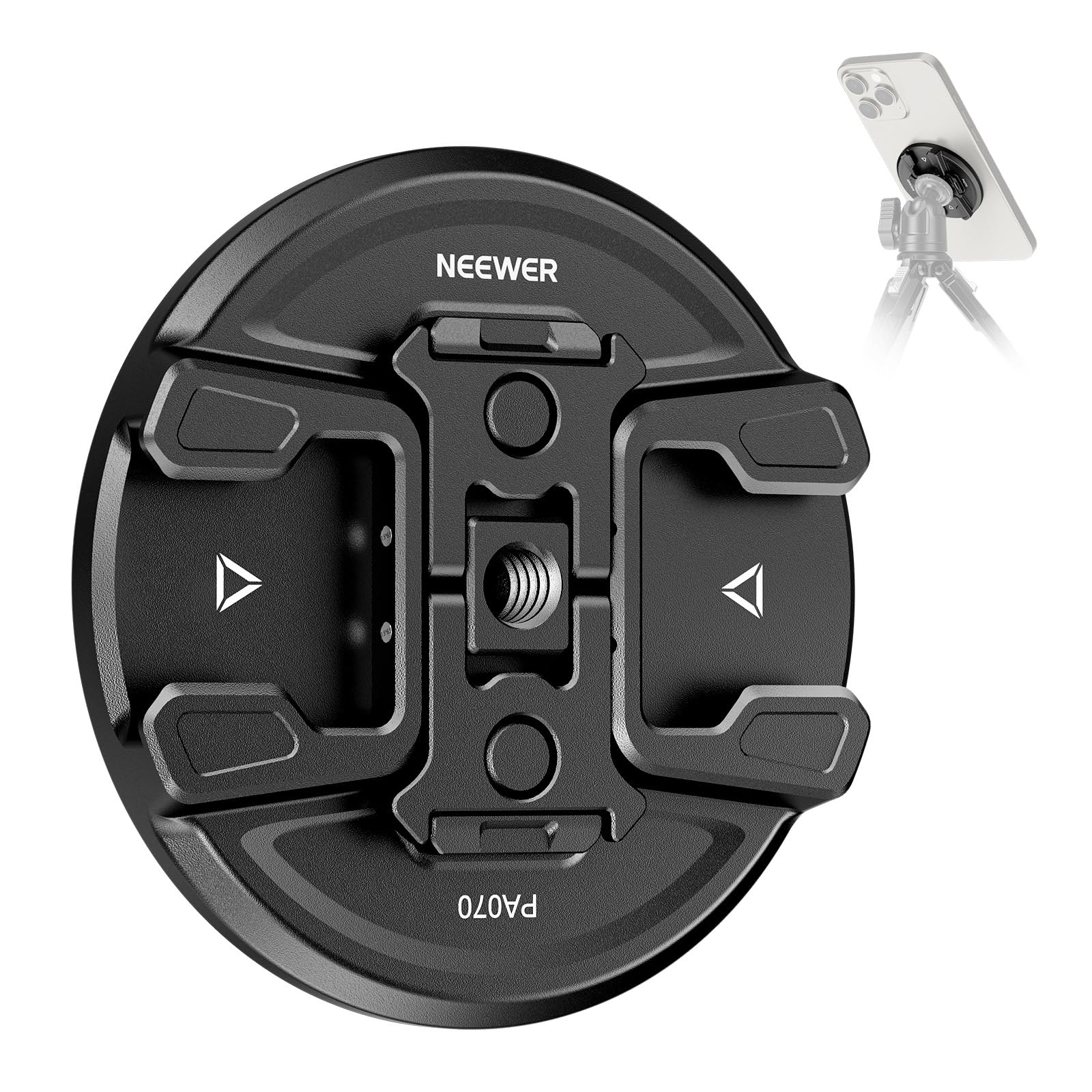 

NEEWER Magnet Smartphone Tripod Mount PA070 Action Camera Adapter Cold Shoe 1/4 Screw Compatible with MagSafe iPhone 16 15 14 13 12 DJI Quick Release