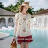 Women's Resort Style Cotton Puff Sleeve Top