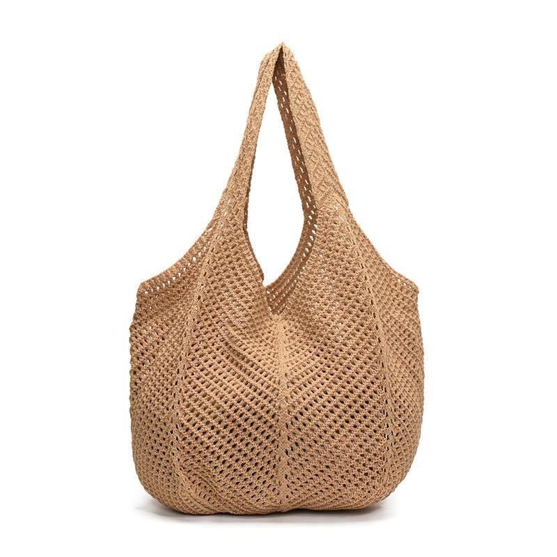 2025 New Niche Design Literary Lazy Wind Hollow Knitted Tote Bag Large Capacity Casual Versatile Shoulder Bag