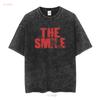 The Smile band Thom Yorke logo Radiohead screen printed T shirt vintage Washed fashion Casual Unisex Stylish Versatile homme