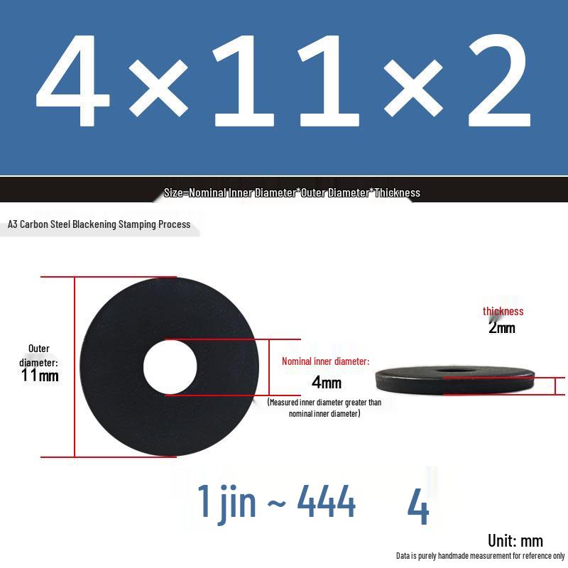 Blackened Thickened Metal Flat Washer Spacer, Round, M3-M42