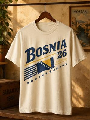 BOSNIA Bosnia ed Erzegovina Maglietta Calcio Vintage Retrò, Maglietta Grafica Squadra Coppa del Mondo 2026 Anni '90